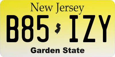 NJ license plate B85IZY