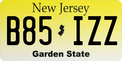 NJ license plate B85IZZ