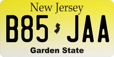 NJ license plate B85JAA