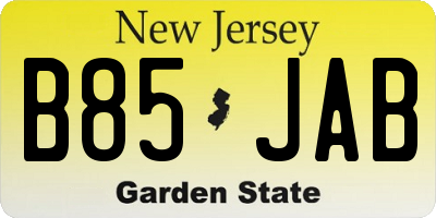 NJ license plate B85JAB