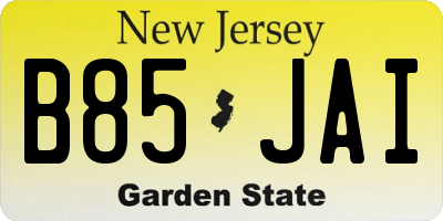 NJ license plate B85JAI