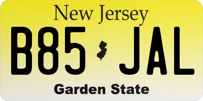 NJ license plate B85JAL