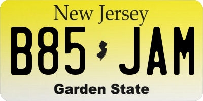 NJ license plate B85JAM
