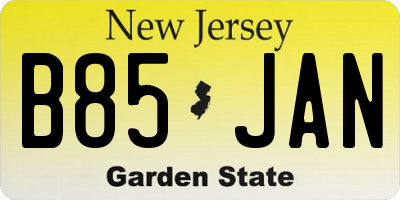 NJ license plate B85JAN