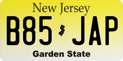 NJ license plate B85JAP