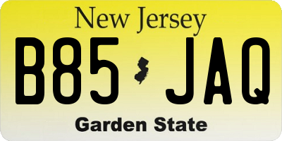 NJ license plate B85JAQ