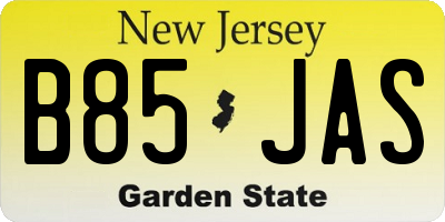NJ license plate B85JAS