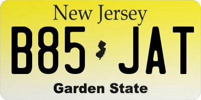 NJ license plate B85JAT