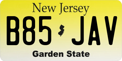 NJ license plate B85JAV