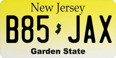 NJ license plate B85JAX