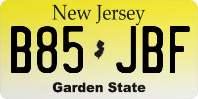 NJ license plate B85JBF
