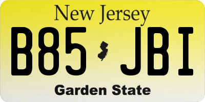 NJ license plate B85JBI
