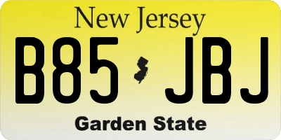 NJ license plate B85JBJ