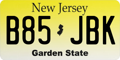 NJ license plate B85JBK