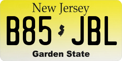 NJ license plate B85JBL