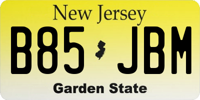 NJ license plate B85JBM