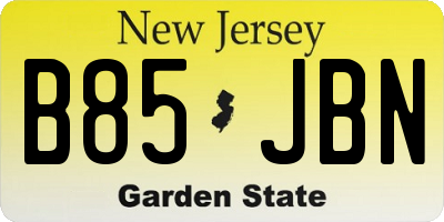 NJ license plate B85JBN