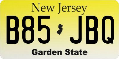 NJ license plate B85JBQ