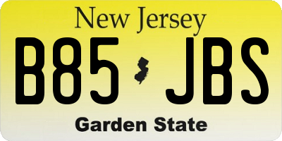 NJ license plate B85JBS