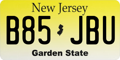 NJ license plate B85JBU