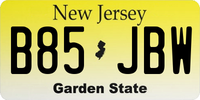NJ license plate B85JBW
