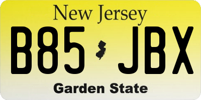 NJ license plate B85JBX