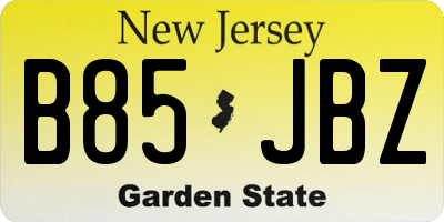 NJ license plate B85JBZ