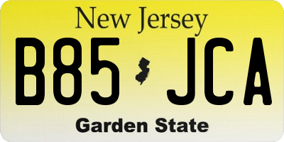 NJ license plate B85JCA