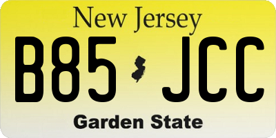 NJ license plate B85JCC