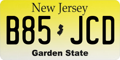 NJ license plate B85JCD