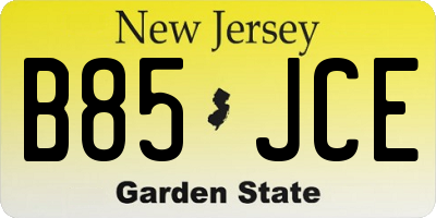 NJ license plate B85JCE