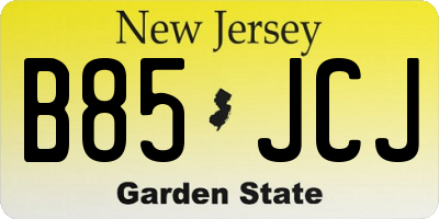 NJ license plate B85JCJ