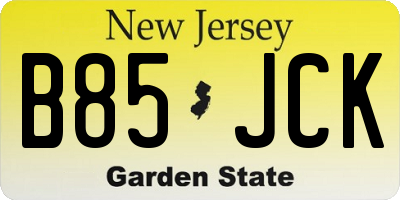 NJ license plate B85JCK