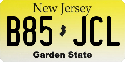 NJ license plate B85JCL