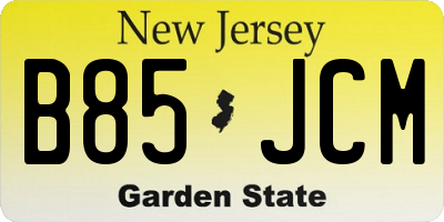 NJ license plate B85JCM