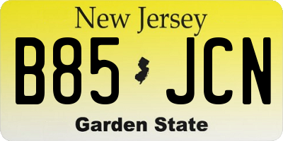 NJ license plate B85JCN