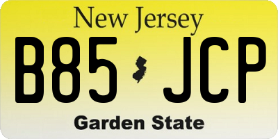 NJ license plate B85JCP