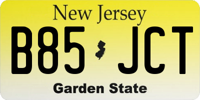 NJ license plate B85JCT