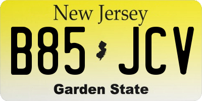 NJ license plate B85JCV