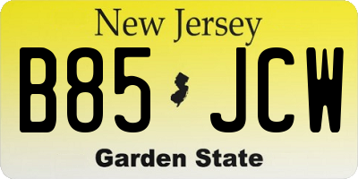 NJ license plate B85JCW
