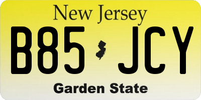 NJ license plate B85JCY