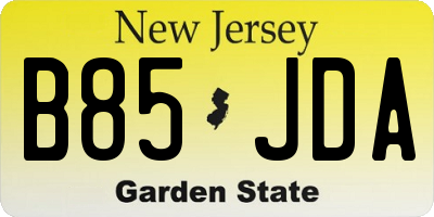NJ license plate B85JDA