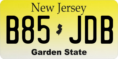 NJ license plate B85JDB