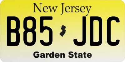 NJ license plate B85JDC