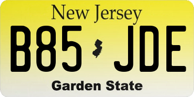 NJ license plate B85JDE