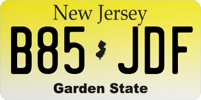 NJ license plate B85JDF