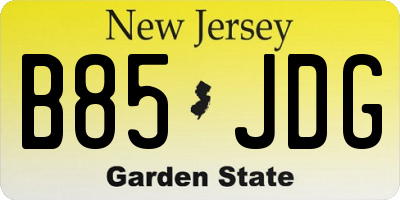 NJ license plate B85JDG