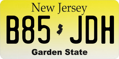 NJ license plate B85JDH
