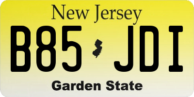 NJ license plate B85JDI