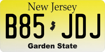 NJ license plate B85JDJ